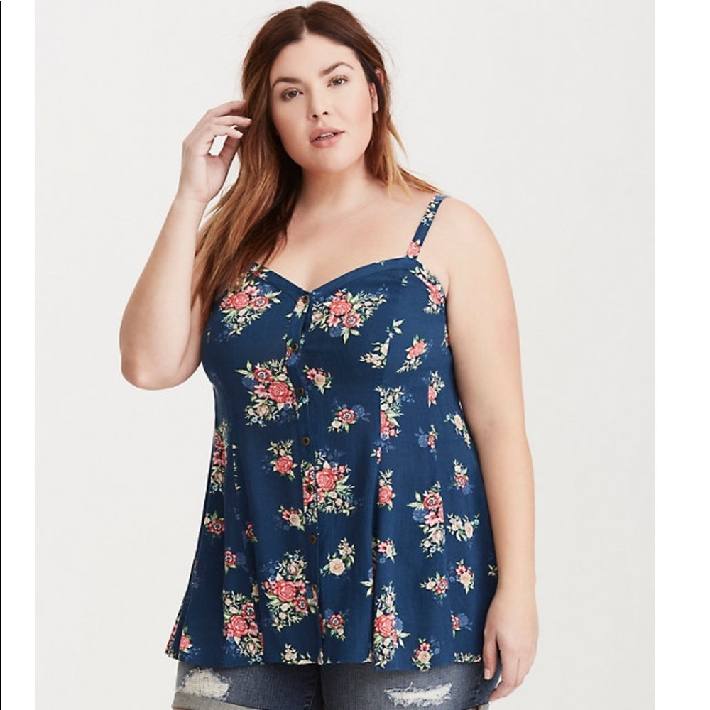 Torrid Floral Print Seamed Cami Tank